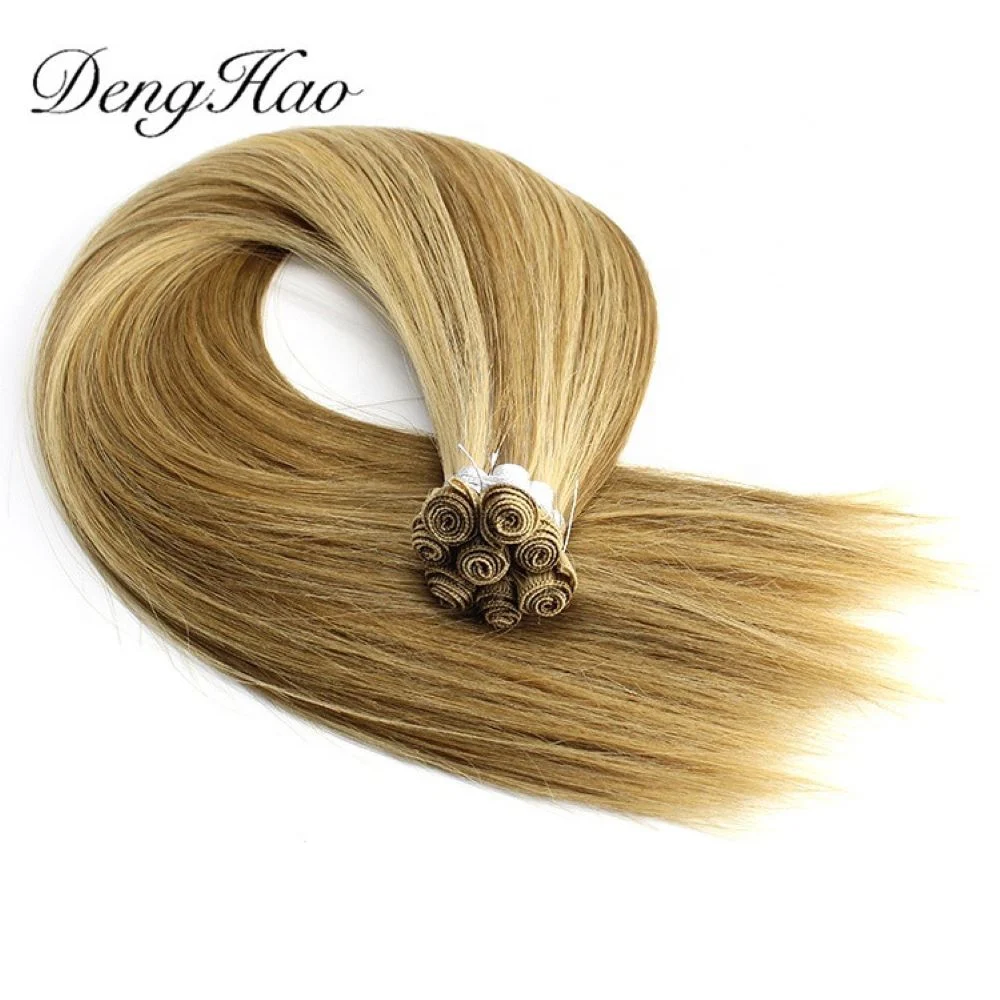 Hair Extension Hand Tied Skin Weft Silky Straight European Remy Human Hand Tied Hair Weft