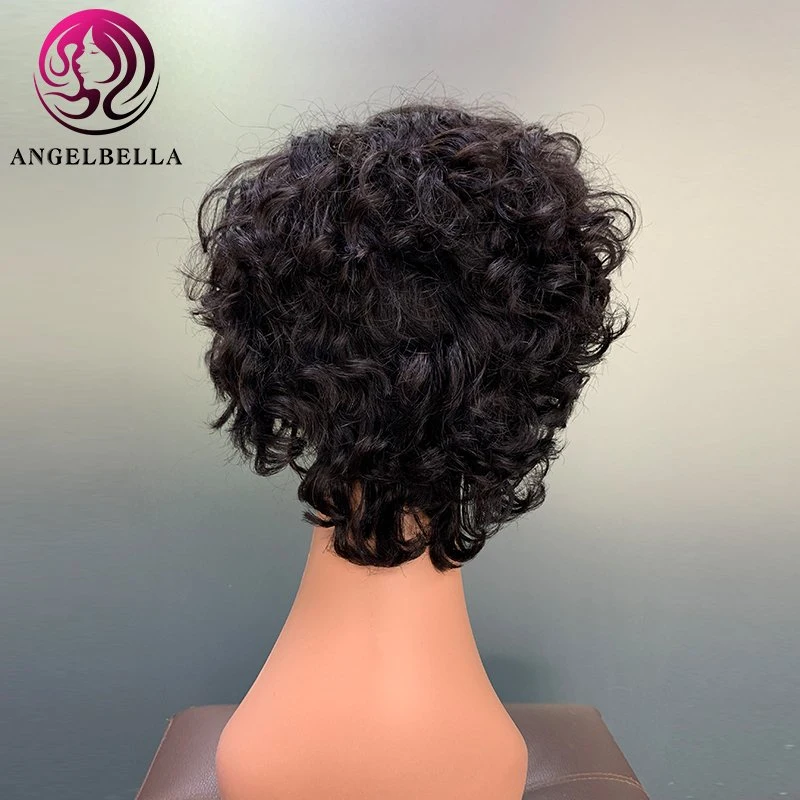 Angelbella 100 Natural Brazilian Virgin Remy Human Hair Weave Black Women Wholesale Lace Front Wig