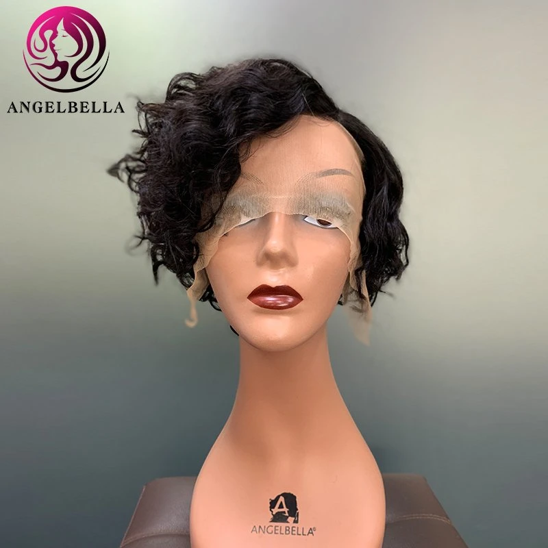 Angelbella 100 Natural Brazilian Virgin Remy Human Hair Weave Black Women Wholesale Lace Front Wig