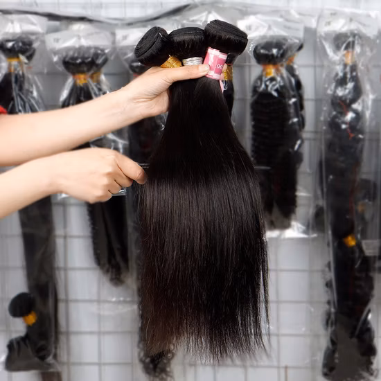 ブラジル人ストレートヘア 100% 未処理バージン人毛バンドル閉鎖自然な黒人毛エクステンション