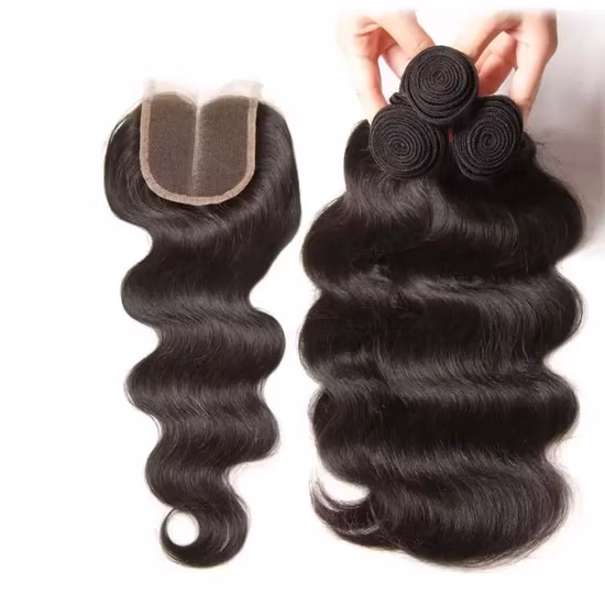 ブラジリアン ヘア織りストレート人毛エクステンション (閉鎖付き)